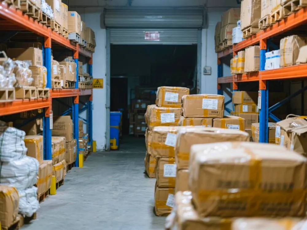 Origin-side warehouse connecting to global destination fulfillment