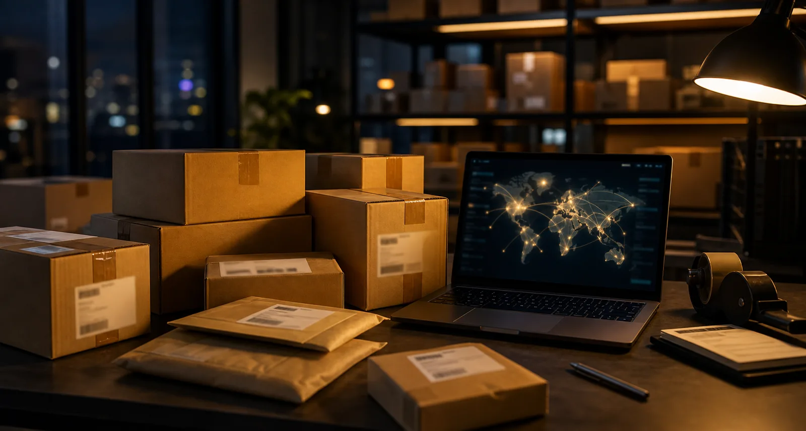 Cross-border DTC shipping operations with parcels and tracking